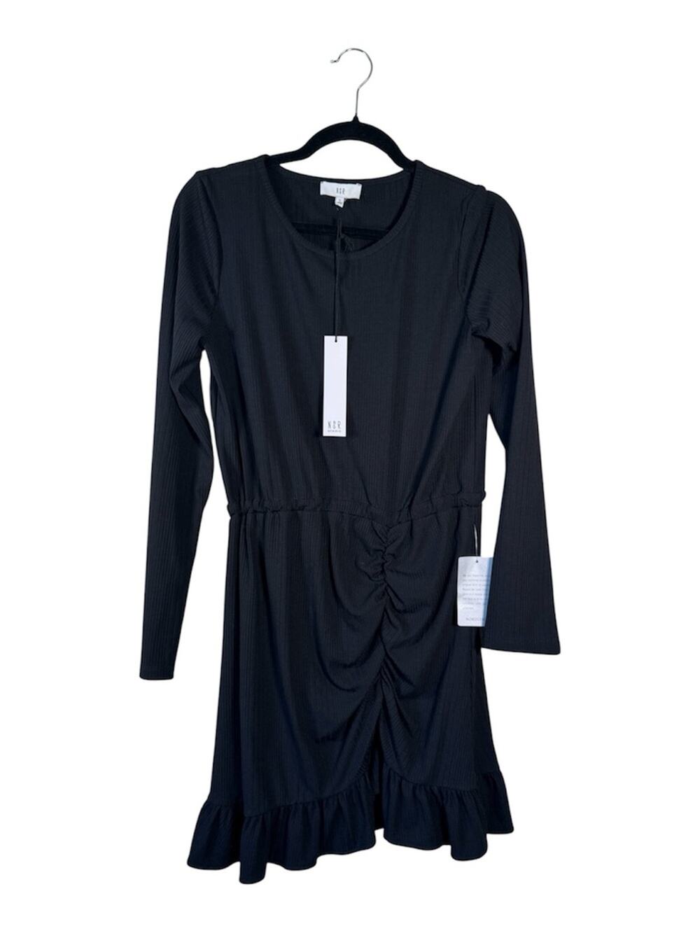 NSR Revolve Black Ruffled Mini Dress Womens L Casual Girly Coquette Modest